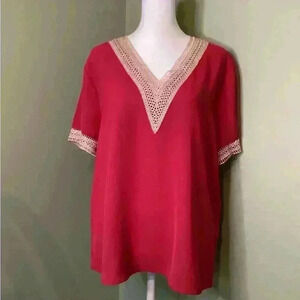 Womens Size large, short sleeve red blouse